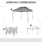 Carpa Plegable Gazebo 3,3x3,3 m con 4 Paredes Laterales de Malla Anti-UV y Bolsa de Transporte Gris Claro