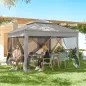Carpa Plegable Gazebo 3,3x3,3 m con 4 Paredes Laterales de Malla Anti-UV y Bolsa de Transporte Gris Claro