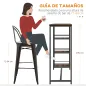 Mesa Alta Cocina con 3 Estantes Mesa Alta Bar para 2 Personas Patas de Acero para Salón 120x40x105 cm Marrón y Negro