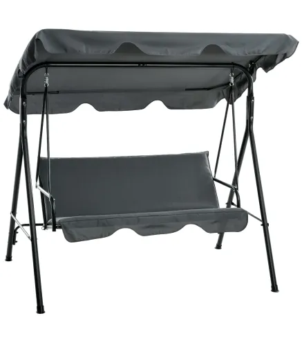 Balancín de Jardín Exterior Columpio de 3 Plazas con Toldo Ajustable y Marco de Acero para Exterior 172x110x153 cm Gris