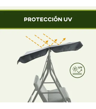 Balancín de Jardín Exterior Columpio de 3 Plazas con Toldo Ajustable y Marco de Acero para Exterior 172x110x153 cm Gris
