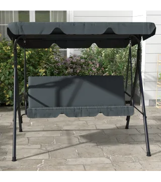 Balancín de Jardín Exterior Columpio de 3 Plazas con Toldo Ajustable y Marco de Acero para Exterior 172x110x153 cm Gris