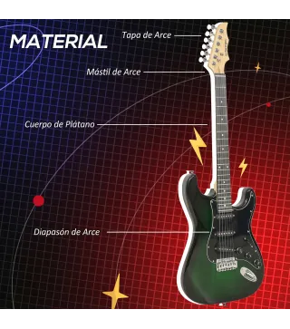 Kit Guitarra Eléctrica de Iniciación con Amplificador 15W Afinador Digital Cuerdas Correa 3 Púas y Funda Negro