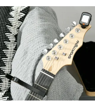 Kit Guitarra Eléctrica de Iniciación con Amplificador 15W Afinador Digital Cuerdas Correa 3 Púas y Funda Negro