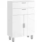 Mueble Auxiliar Baño Moderno con 2 Cajones Armario y Estantes Ajustables Antivuelco Carga 35 kg 60x30x93 cm Blanco