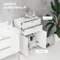 Mueble Auxiliar Baño Moderno con 2 Cajones Armario y Estantes Ajustables Antivuelco Carga 35 kg 60x30x93 cm Blanco