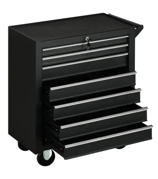 Carro de Herramientas con 7 Cajones Cerradura Asa 2 Ruedas con Freno de Bloqueo para Garaje Hogar Negro