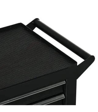 Carro de Herramientas con 7 Cajones Cerradura Asa 2 Ruedas con Freno de Bloqueo para Garaje Hogar Negro