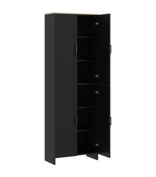 Alacena de Cocina Armario de Almacenaje Multifuncional con 4 Puertas y Estantes Ajustables 60x30x170,5 cm Negro