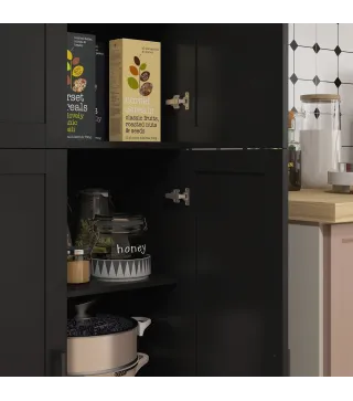 Alacena de Cocina Armario de Almacenaje Multifuncional con 4 Puertas y Estantes Ajustables 60x30x170,5 cm Negro