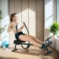 Máquina de Remo para Casa con 12 Niveles de Resistencia Hidráulica Pantalla LCD para Entrenaminto en Gimnasio Negro
