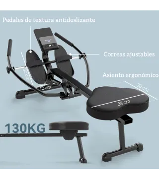 Máquina de Remo para Casa con 12 Niveles de Resistencia Hidráulica Pantalla LCD para Entrenaminto en Gimnasio Negro