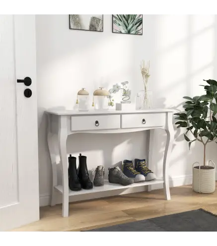 Mesa Consola Aparador Salón Comedor Mueble Recibidor Mesa Auxiliar con Cajones y Estante Diseño Elegante 100x33x75cm Madera Colo