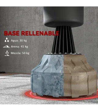 Saco de Boxeo de Pie 175 cm para Adultos Altura Ajustable de Banda Base Rellenable con Ventosas Amortiguador Negro