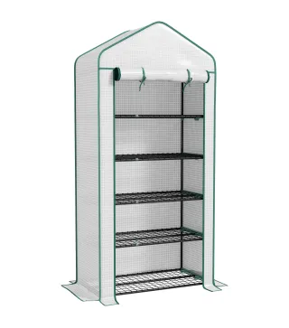 Invernadero Resistente de 5 Niveles con 1 Puerta con Cremallera Anti-UV Diseño Ensanchado y Estantes 90x49x193 cm Blanco