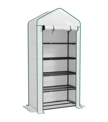 Invernadero Resistente de 5 Niveles con 1 Puerta con Cremallera Anti-UV Diseño Ensanchado y Estantes 90x49x193 cm Blanco
