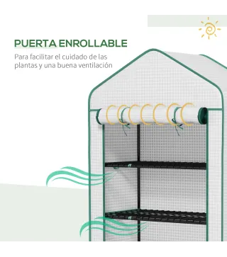 Invernadero Resistente de 5 Niveles con 1 Puerta con Cremallera Anti-UV Diseño Ensanchado y Estantes 90x49x193 cm Blanco