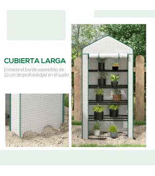 Invernadero Resistente de 5 Niveles con 1 Puerta con Cremallera Anti-UV Diseño Ensanchado y Estantes 90x49x193 cm Blanco
