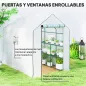 Invernadero de Exterior con 12 Estantes Puerta Enrollable Cubierta de PE y Marco de Acero 140x213x190 cm Blanco