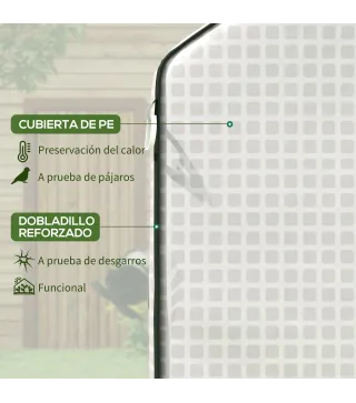 Cubierta de Repuesto para Invernadero 140x143x190cm con Ventana Puerta Enrollable Anti-UV para Plantas Jardín Blanco