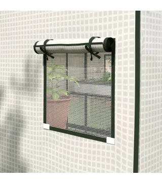 Cubierta de Repuesto para Invernadero 140x143x190cm con Ventana Puerta Enrollable Anti-UV para Plantas Jardín Blanco
