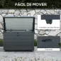 Baúl de Almacenaje Exterior de Acero Galvanizado con 4 Ruedas 2 Asas y Tapa con Cerradura 100x62x65 cm Gris Oscuro