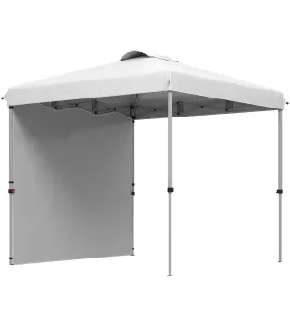 Carpa Plegable de Jardín de 2,5x2,5 m con Altura Ajustable Anti-UV con 1 Pared Lateral y Bolsas de Arena Blanco
