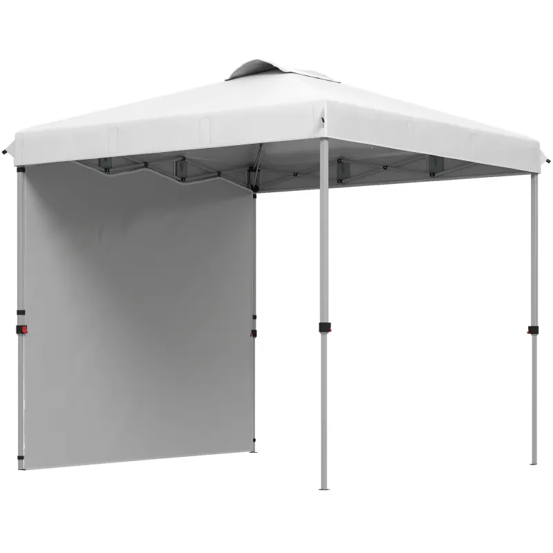 Carpa Plegable de Jardín de 2,5x2,5 m con Altura Ajustable Anti-UV con 1 Pared Lateral y Bolsas de Arena Blanco