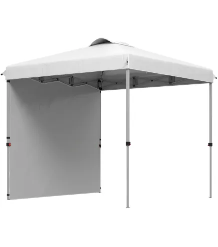 Carpa Plegable de Jardín de 2,5x2,5 m con Altura Ajustable Anti-UV con 1 Pared Lateral y Bolsas de Arena Blanco