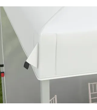Carpa Plegable de Jardín de 2,5x2,5 m con Altura Ajustable Anti-UV con 1 Pared Lateral y Bolsas de Arena Blanco