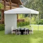 Carpa Plegable de Jardín de 2,5x2,5 m con Altura Ajustable Anti-UV con 1 Pared Lateral y Bolsas de Arena Blanco