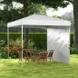 Carpa Plegable de Jardín de 2,5x2,5 m con Altura Ajustable Anti-UV con 1 Pared Lateral y Bolsas de Arena Blanco
