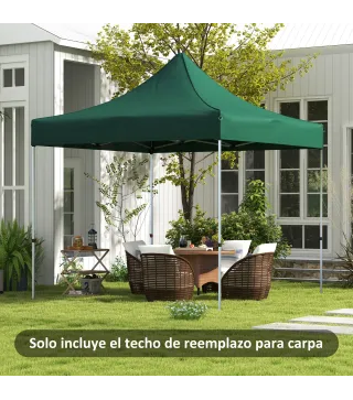 Techo de Repuesto para Carpa Plegable de Tela Oxford 3x3 m con Techo Puntiagudo Impermeable y Anti-UV Verde Oscuro