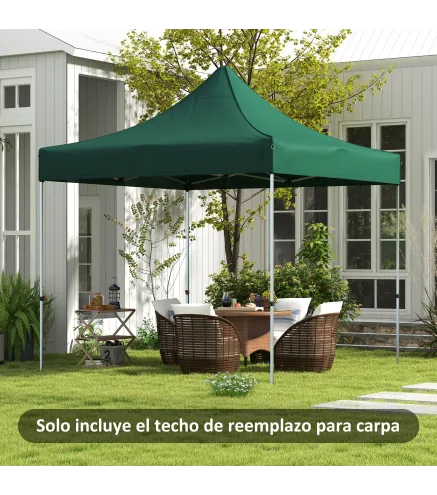 Techo de Repuesto para Carpa Plegable de Tela Oxford 3x3 m con Techo Puntiagudo Impermeable y Anti-UV Verde Oscuro