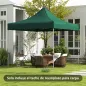 Techo de Repuesto para Carpa Plegable de Tela Oxford 3x3 m con Techo Puntiagudo Impermeable y Anti-UV Verde Oscuro