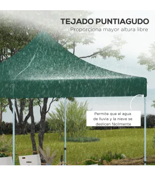 Techo de Repuesto para Carpa Plegable de Tela Oxford 3x3 m con Techo Puntiagudo Impermeable y Anti-UV Verde Oscuro