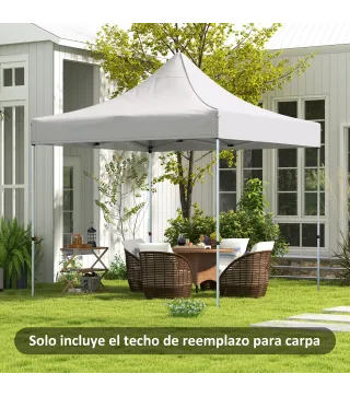 Techo de Repuesto para Carpa Plegable de Tela Oxford 3x3 m con Techo Puntiagudo Impermeable y Anti-UV Blanco