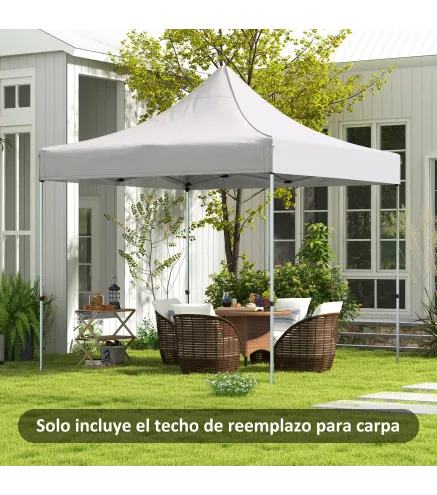 Techo de Repuesto para Carpa Plegable de Tela Oxford 3x3 m con Techo Puntiagudo Impermeable y Anti-UV Blanco