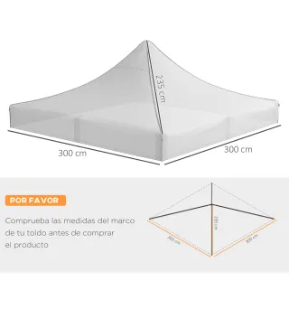 Techo de Repuesto para Carpa Plegable de Tela Oxford 3x3 m con Techo Puntiagudo Impermeable y Anti-UV Blanco