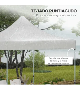 Techo de Repuesto para Carpa Plegable de Tela Oxford 3x3 m con Techo Puntiagudo Impermeable y Anti-UV Blanco