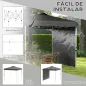 Carpa Plegable de Jardín de 2,5x2,5 m con Altura Ajustable Anti-UV con 1 Pared Lateral y Bolsas de Arena Gris Oscuro