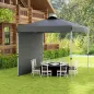 Carpa Plegable de Jardín de 2,5x2,5 m con Altura Ajustable Anti-UV con 1 Pared Lateral y Bolsas de Arena Gris Oscuro
