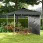 Carpa Plegable de Jardín de 2,5x2,5 m con Altura Ajustable Anti-UV con 1 Pared Lateral y Bolsas de Arena Gris Oscuro