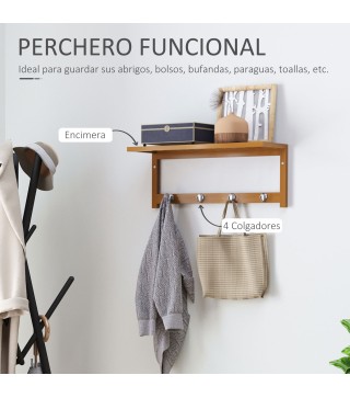Perchero de Pared de Bambú