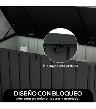 Baúl de Almacenaje Exterior de Acero con 4 Ruedas 2 Asas y Tapa Bloqueable 125,5x61,5x70 cm Gris Oscuro