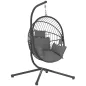 Silla Colgante Huevo con Soporte con Cesta Plegable Cojín y Reposacabezas para Interior y Exterior Carga 120 kg Gris Silla Colgante Huevo con Soporte con Cesta Plegable Cojín y Reposacabezas para Interior y Exterior Carga 120 kg Gris