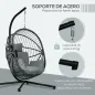 Silla Colgante Huevo con Soporte con Cesta Plegable Cojín y Reposacabezas para Interior y Exterior Carga 120 kg Gris