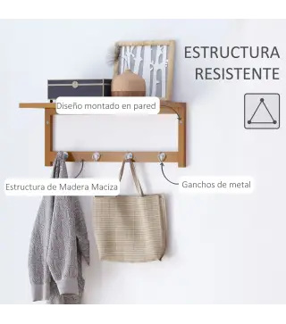 Perchero de Pared de Bambú