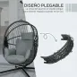Silla Colgante Huevo con Soporte con Cesta Plegable Cojín y Reposacabezas para Interior y Exterior Carga 120 kg Gris