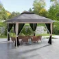 Carpa Plegable Pop-up con Altura Ajustable Protección UV50+ Doble Techo y Mosquiteras 4x4x2,8 m Gris Claro